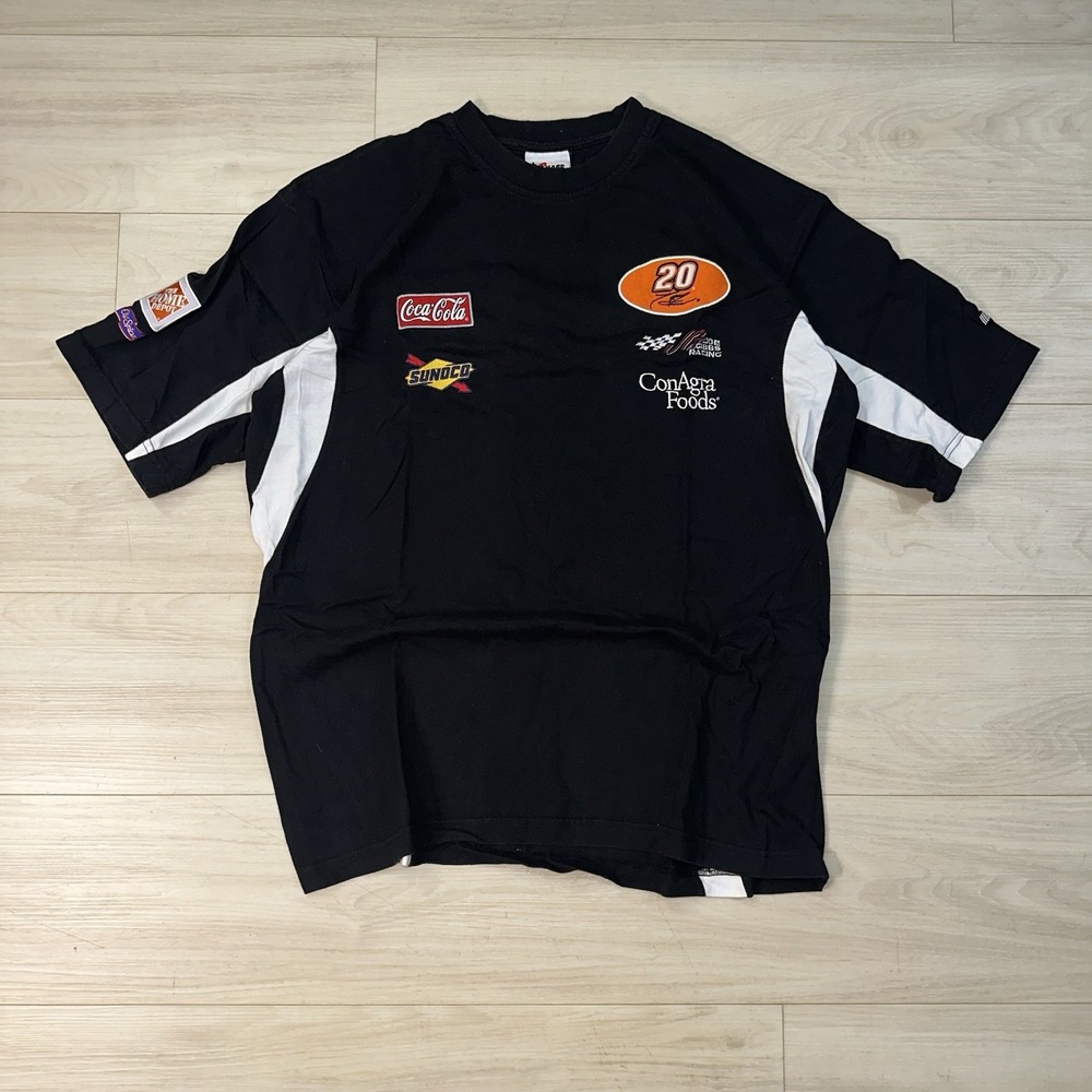 Vintage Tony Stewart NASCAR Shirt Mens XL Black Orange Home Depot‎ Racing Retro